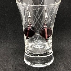 Thick wine glass bead dangle earrings